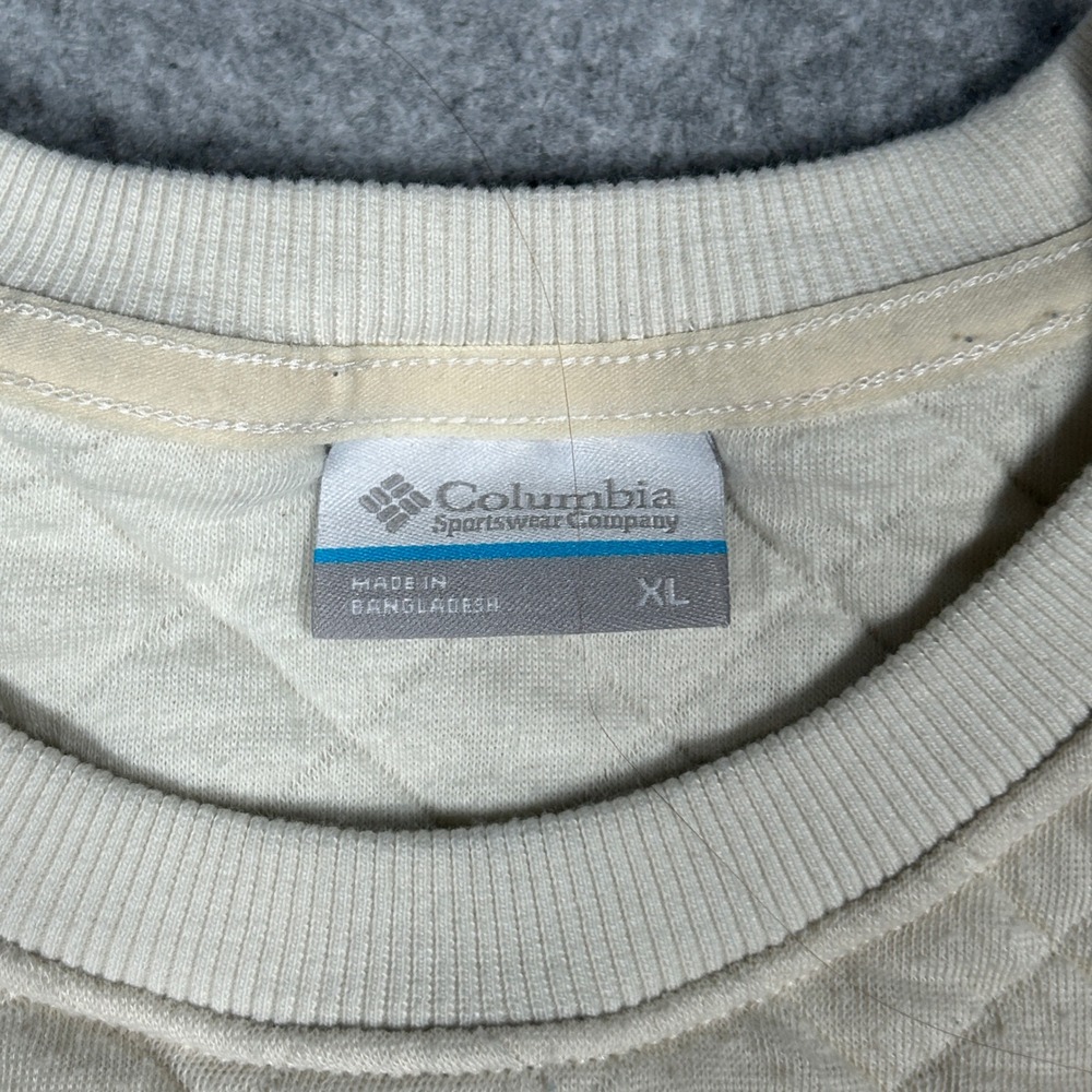 Columbia Sweatshirt Womens XL Cream Quilted Crewneck Pullover‎ Outdoor Casual - Picture 10 of 15